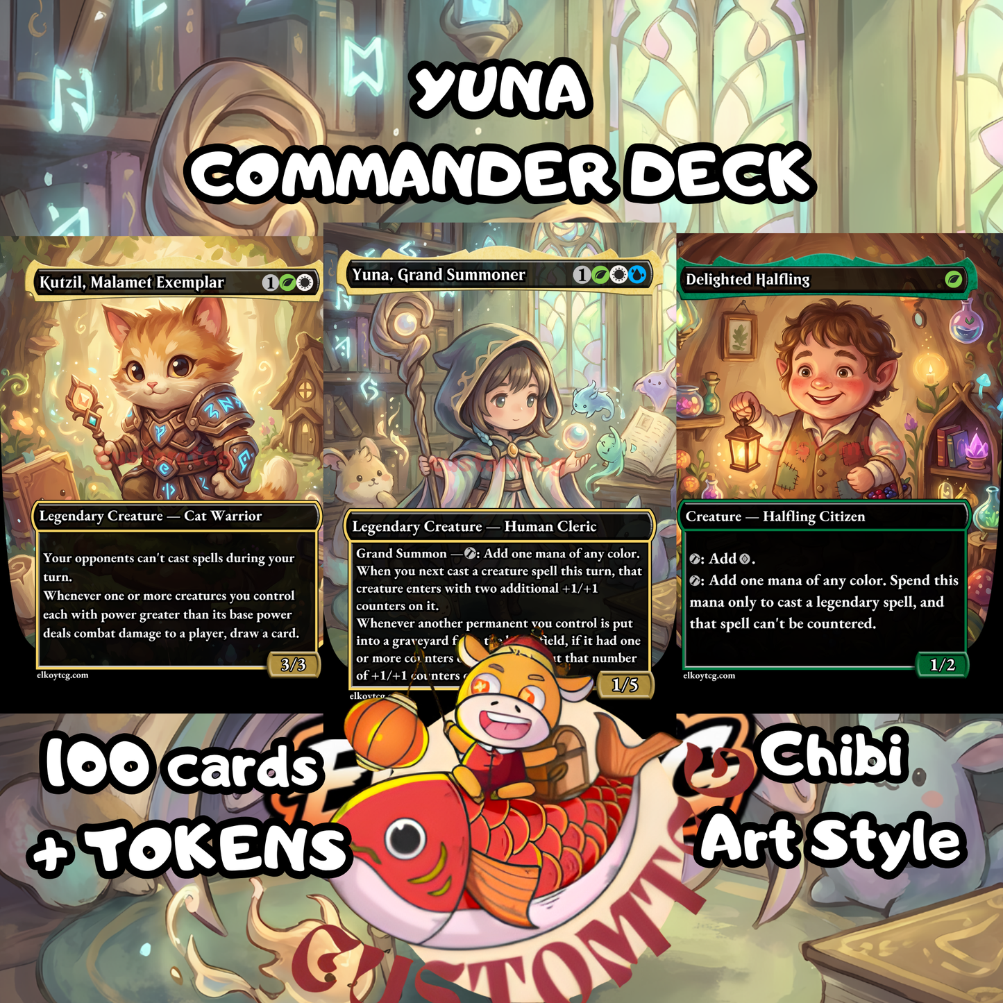 YUNA Commander Deck (Custom MTG EDH) — Chibi Art Style ✨