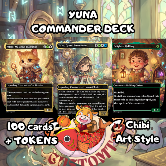 YUNA Commander Deck (Custom MTG EDH) — Chibi Art Style ✨