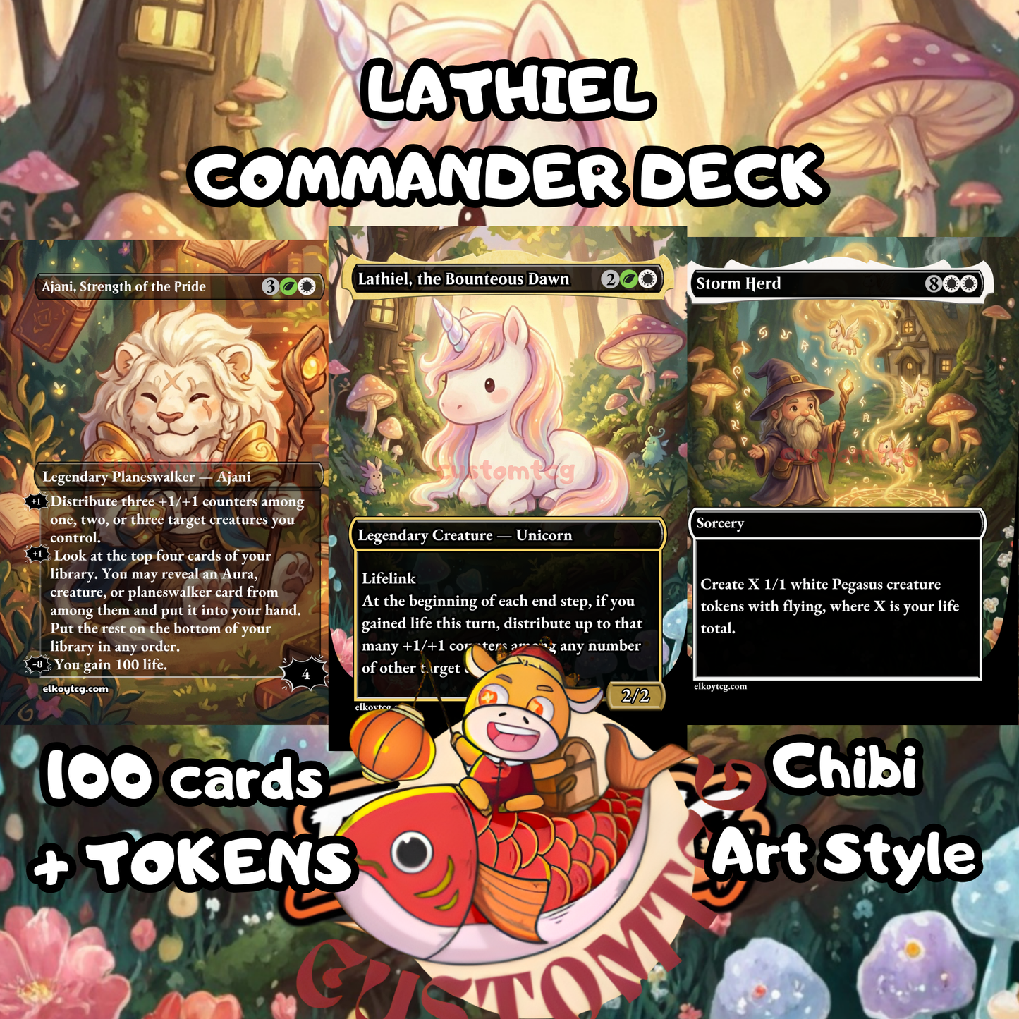 🌈🦄 Lathiel, the Bounteous Dawn — Chibi Deck | 100 Cards + Tokens