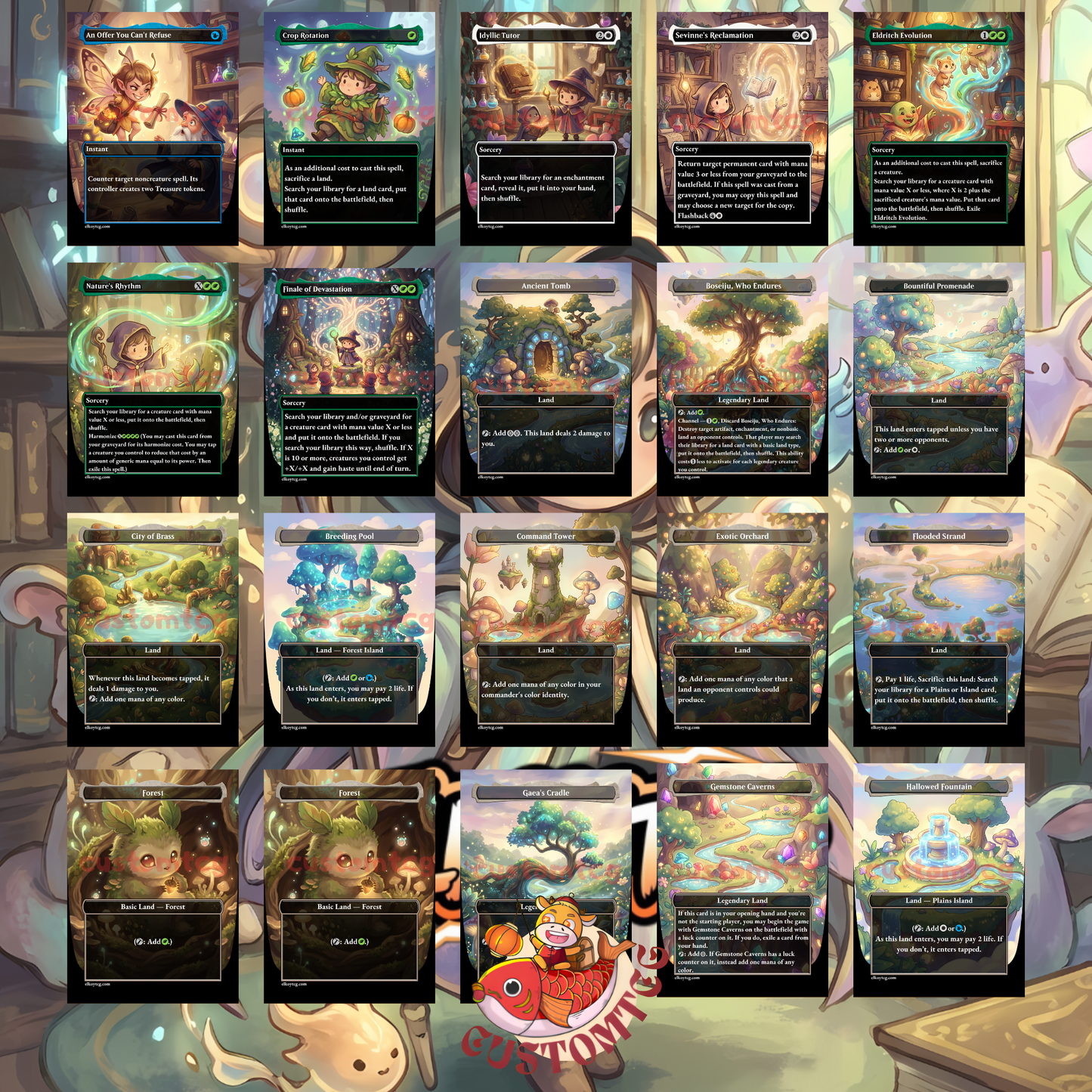 YUNA Commander Deck (Custom MTG EDH) — Chibi Art Style ✨